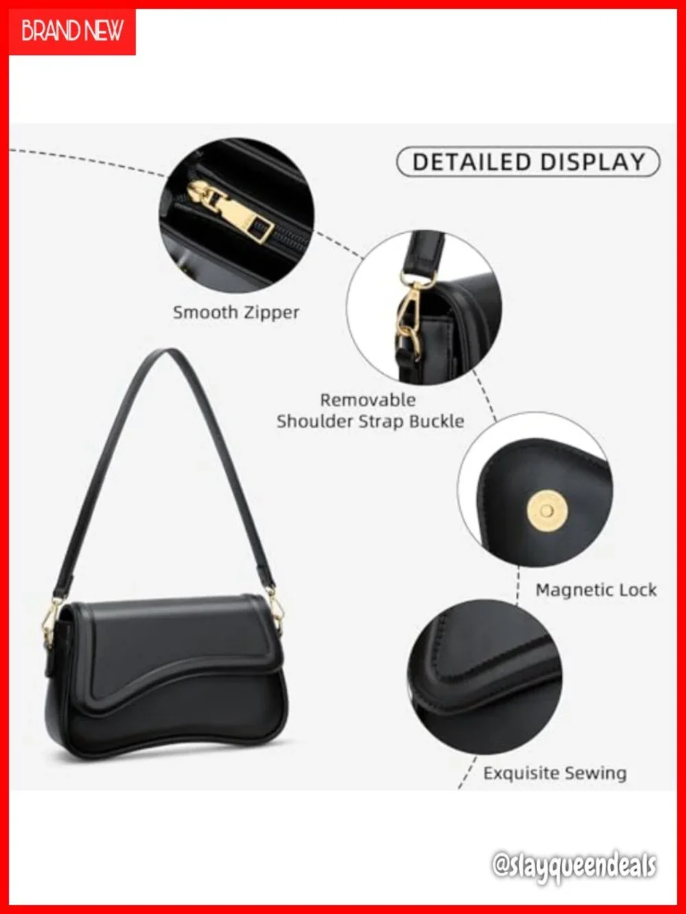 PU Leather Hobo Shoulder Bag Mini Clutch Crossbody with Gold Chain